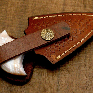 Handmade Damascus Steel Chef Kitchen <b>Punch</b> Knife <b>Set</b> Leather Sheath High Quality Single Fixed Blade Single Fixed Blade Sale - Product Image 5