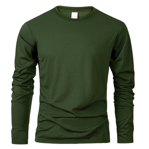 T-shirts à manches longues pour hommes OEM, coupe classique, 100 % coton biologique, écologiques, anti-plis, respirants, pour la gym - Product Image 6