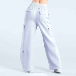 Pantalons et pantalons pour filles de style cargo à huit poches, en polaire épaisse, à taille élastique large, nouvelle conception pour femmes - Product Image 5