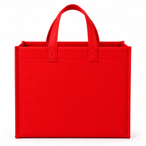 Red Non Woven Tote Shopping <b>Bag</b> <b>Medium</b> <b>Size</b> Custom Printed Reusable Grocery Carry <b>Bag</b> with Hand Handles - Product Image 2
