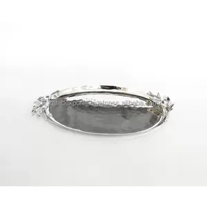 Bandeja Decorativa Real de Metal con Elegante Diseño Antiguo, Bandeja de Metal para Servir y Decorar, Hecha a Mano en India, Zahid Exports, Gran Mayorista - Product Image 5