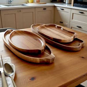 Bandeja de Servir de Madera Natural, Tabla de Madera Duradera de Estilo Clásico Moderno, 20 Piezas MOQ para Cocina, Mesa de Comedor, Aperitivos, Frutas, Pan - Product Image 4