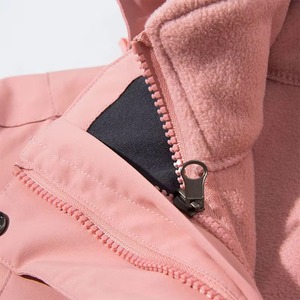 Women 3 in 1 <b>Jacket</b> Waterproof Windproof Fleece Liner Detachable Hood Outdoor Hiking Ski Winter Coat Pink Raincoat Trench Coat - Product Image 2
