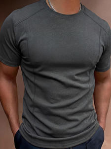 High quality Men Summer half Sleeve t.shirt Solid Color 100%Polyester breathable and Loose Fit Youth summer men T-shirt - Product Image 6
