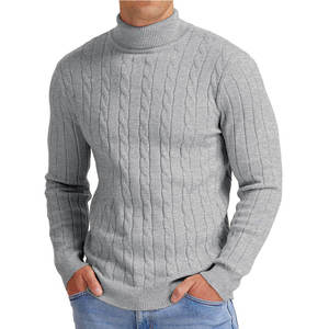 Pull-over tricoté chaud et élégant pour homme, col roulé, coupe ajustée, décontracté, à manches longues, respirant, vente en gros - Product Image 5