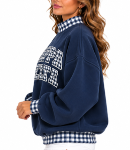 Wholesale Women’s Oversized <b>Mock</b> Neck Pullover Custom Embroidered Logo Soft Cotton Fleece Winter Streetwear Sweatshirt - Product Image 2