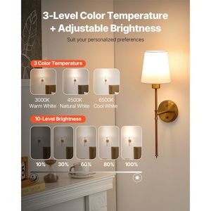 Battery Operated Wall Sconce Set 2pcs 4000mAh Rechargeable <b>Wireless</b> RGB Wall <b>Lights</b> with 30 Lighting Modes and Remote Control - Product Image 3