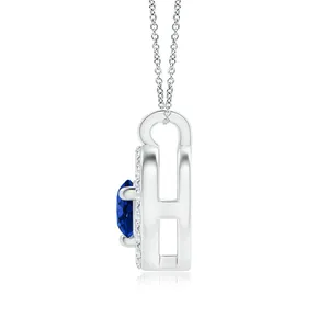 High Quality 14k <b>Solid</b> <b>Gold</b> Solitaire Blue Sapphire Open Heart <b>Pendant</b> With Diamonds Top Selling Handmade Fine Jewelry <b>Pendant</b> - Product Image 3