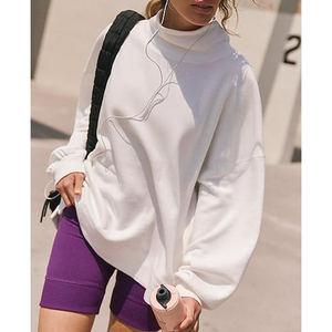 Sweat-shirt à col roulé pour femme, décontracté, 100% coton molletonné, coupe classique, écologique, respirant, doublé, séchage rapide, 380g, manches longues - Product Image 4