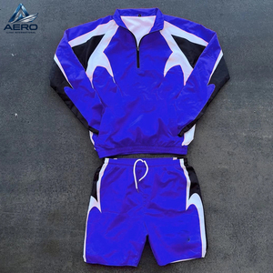 Different Contrast Color Highest Quality New Arrival Fully Customized Made Low Moq New Trendy Windbreaker Shorts Sets For Men - Product Image 5