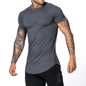 T-shirt athlétique pour homme, coupe ajustée, 100% coton mélangé extensible, col rond, haut de sport, séchage rapide, personnalisable, manches courtes - Product Image 6
