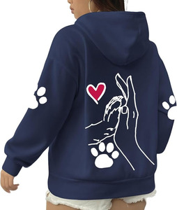 Sweat à capuche unisexe personnalisé avec empreinte de patte de chien, coupe classique, 100 % coton, motif graphique uni, pull premium pour amoureux des animaux, streetwear - Product Image 1