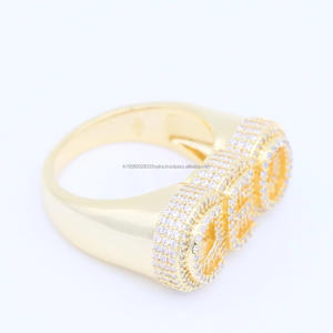 Bague CEO glacée en or K, bague à lettres imposante, sertie de moissanite, style classique en argent sterling 925, cadeau unisexe pour anniversaire - Product Image 4