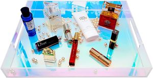 Acrylic Serving Tray with Handles Acrylic Tray Bathroom Perfume Tray Spill Proof, Decorative Tray for Ottoman <b>Coffee</b> <b>Table</b> - Product Image 2
