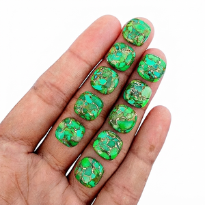 Turquoise vert cuivré en forme de coussin, cabochon, pierre précieuse en vrac pour la création de bijoux - Product Image 2