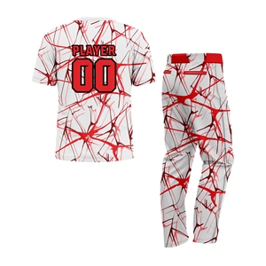 ชุดยูนิฟอร์มซอฟต์บอลแบบกำหนดเอง เสื้อเจอร์ซีย์แบบซับลิเมชั่น กางเกงระบายอากาศ แห้งเร็ว ชุดทีม สีขาวแดงล้วน โพลีเอสเตอร์ 100% สำหรับทุกเพศ - Product Image 2