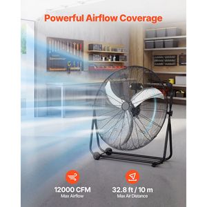 Ventilatore Industriale a Tamburo in Alluminio da 30 Pollici ad Alta Velocità 12000 CFM, 3 Velocità, Inclinazione a 360 Gradi, Resistente per Negozi - Product Image 2