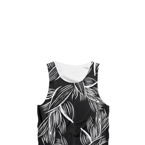 Hivo Sports <b>Men's</b> Cotton Tank Top Black <b>White</b> Leaf Print Breathable Quick Dry Sleeveless <b>Vest</b> - Product Image 3