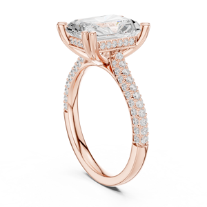 Anillo de Compromiso con Diamante Corte Radiante, Banda de Boda de Oro Rosa con Piedras Laterales, Joyería Nupcial para Mujer - Product Image 4