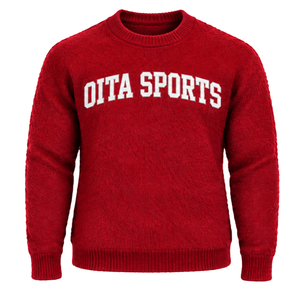 Pull en tricot doux pour homme, rouge écarlate personnalisé, col rond, manches longues, pull décontracté chaud pour l'hiver avec logo sur le devant personnalisé - Product Image 1