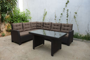 ชุดโซฟา SF00006 Salerno Modern แบบ 1 ที่นั่ง สำหรับกลางแจ้ง ทำจากหวาย เหล็ก กระจกนิรภัย พร้อมเบาะโพลีเอสเตอร์ เหมาะสำหรับสวน วิลล่า ห้องนั่งเล่น และโรงแรม - Product Image 5