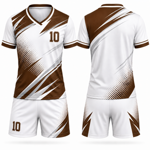 Ensemble d'uniformes de football personnalisés sublimés unisexe bleu et blanc, maillot et short de football pour équipe, taille élastique, polyester/coton respirant - Product Image 3