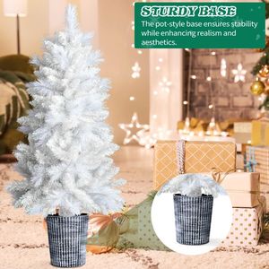 Albero di Natale Artificiale Bianco da 120 cm con Supporto e 200 Rami Decorativi per Casa, Ufficio o Feste Natalizie - Product Image 1
