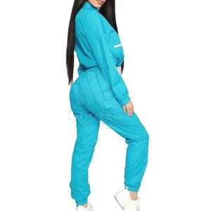 Ensemble de survêtement décontracté pour homme en polyester tricoté respirant, couleur unie, avec veste à col zippé turquoise et pantalon de jogging, idéal pour le printemps - Product Image 3