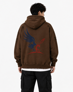 Sudadera con Capucha para Hombre, Color Marrón, 100% Algodón, Estilo Jersey, con Bolsillo Frontal y Estampado Trasero, Estilo Urbano, Corte Regular, 370g, para Invierno - Product Image 4