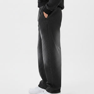 Custom Vintage Washed Wide Leg Sweatpants Heavyweight Cotton French Terry <b>Open</b> <b>Hem</b> Streetwear Pants OEM ODM Private Label - Product Image 3