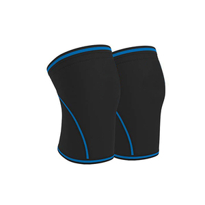 Genouillère élastique noire avec bordure bleue pour hommes, design uni, respirante, soutien et compression - Product Image 1