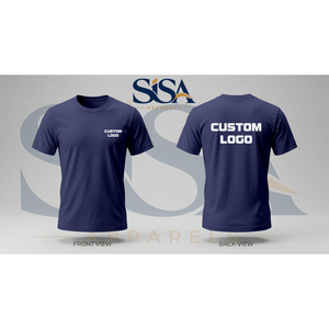 T-shirt de sport surdimensionné personnalisé en bleu foncé 2XL 100% coton respirant avec logo frontal uni - Product Image 3