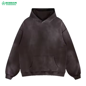 Sweat-shirt à capuche oversize pour homme de qualité supérieure, couleur unie, en molleton de coton French Terry, décontracté, pour l'automne, effet délavé à l'acide - Product Image 4