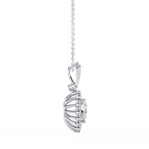 Collier en or blanc 10K 14K 18K avec diamant de laboratoire pour femme, motif cœur, diamant rond brillant et halo sur une chaîne délicate - Product Image 3