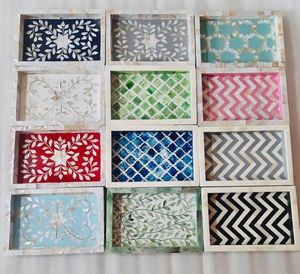 Plateau de service décoratif moderne en nacre fait main avec motif personnalisé pour la maison, l'hôtel, le restaurant et le Ramadan - Product Image 2