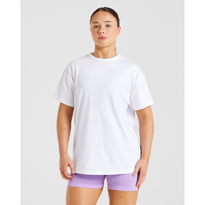 2026 Women <b>White</b> Crew Neck Women Summer <b>Set</b> Regular Fit Short Sleeve Solid Color Casual Loose Cotton Top Summer Wear - Product Image 5