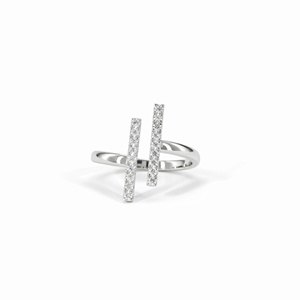 Bague de fiançailles LEEBA JEWELS pour femme avec diamants de laboratoire pavés parallèlement - Or 9k 14k 18k - Product Image 3