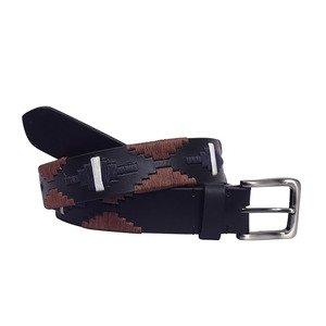 Ceinture de polo personnalisée en cuir véritable et alliage, brodée, pour homme, style équestre décontracté, avec étoile, idéale pour l'équitation, vente en gros - Product Image 3