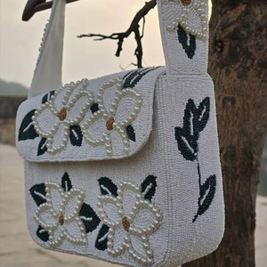 Bolso de mano y bandolera artesanal MS con cuentas de cristal de ojo turco, forma y color personalizables, estilo bohemio, protector, para buena suerte en la noche. - Product Image 1