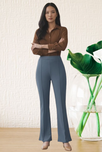 Nouvel Arrivage Pantalon Long Ample Taille Élastique Couleur Unie Vente en Gros Pantalon Décontracté Mode Femme Fille Printemps Été - Product Image 3