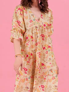 Robe Midi en Georgette à Imprimé Floral, Taille Naturelle, Tissu Écologique pour Femme - Nouvelle Collection Prix de Gros - Product Image 2