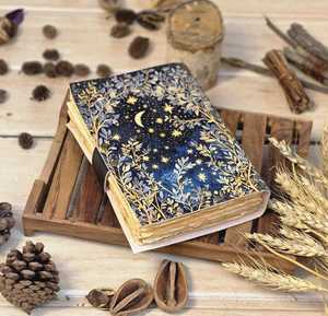 Grimoire leather journal Moon And Tree Printed Blank spell <b>book</b> of shadows Gifts For Him vintage Look <b>Notebook</b> Grimoire leather - Product Image 3