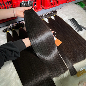 Trama doble de pelo crudo de Color negro vietnamita con cierre, cabello humano de la mejor calidad, hueso de Vietnam recto, súper doble dibujado - Product Image 1