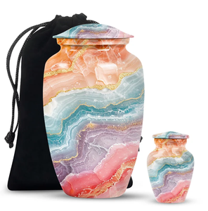 Abstract Marble Pattern Aluminum Urn Customizable Cremation <b>Keepsake</b> Vessel for Burial <b>Memorial</b> Decoration - Product Image 3
