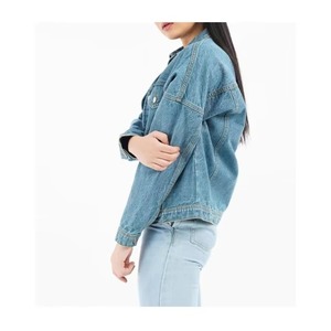 Solid Color Ripped Women <b>Denim</b> Jacket Cropped Casual <b>Coat</b> Breathable Outdoor <b>Denim</b> Jacket Custom Logo OEM Supplier - Product Image 1