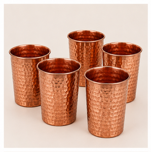 Premium Handcrafted Pure <b>Copper</b> Hammered Glass Set for Ayurvedic Health Benefits Eco-Friendly <b>Copper</b> Drinkware for Home - Product Image 1