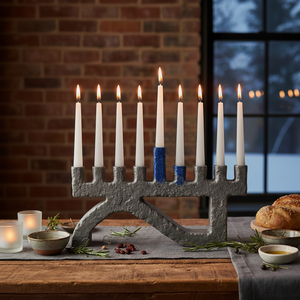 Handcrafted Sleek <b>Black</b> Antick Design Menorah <b>Candle</b> Stands for Home Decor & Missionary Services in Multiple Color and Sizes - Product Image 2