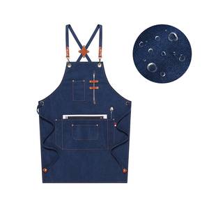 Tablier de styliste en toile personnalisé avec sangle en cuir réglable à dos croisé, gilet professionnel avec poches pour équipement de barbier et de toilettage - Product Image 6