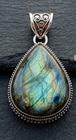 Pendentif en forme de poire en argent allemand, style bohème, fait main, classique pour femme, avec pierre précieuse naturelle Labradorite de qualité AAA, vente en gros