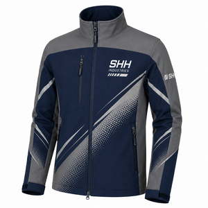 Custom Men Softshell <b>Jacket</b> <b>Waterproof</b> Windproof Outdoor Sports Workwear Full Zip Stand Collar Reflective Print OEM Wholesale - Product Image 1